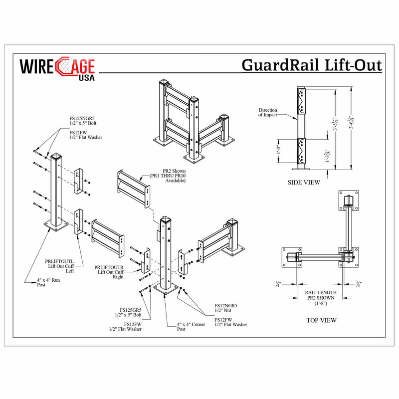 GuardRail Lift-Out Hardware Option | Per Rail