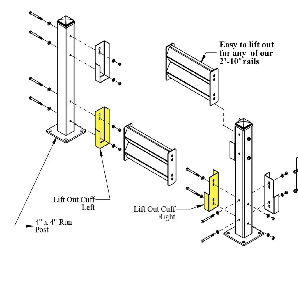 Lift Fixing Rails GuardRail Lift-Out Hardware Option | Per Rail